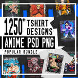 1250+ Anime PSD PNG T-shirt Designs Popular Bundle Templates