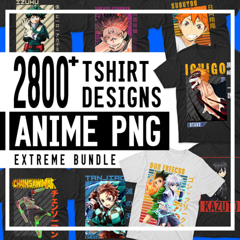 2800+ Anime PNG T-shirt Designs Extreme Bundle Templates