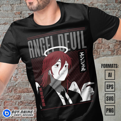 Angel Devil Chainsaw Man Anime Vector T-shirt Design Template