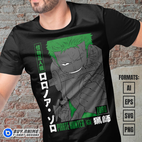 Roronoa Zoro One Piece Anime Vector T-shirt Design Template #2