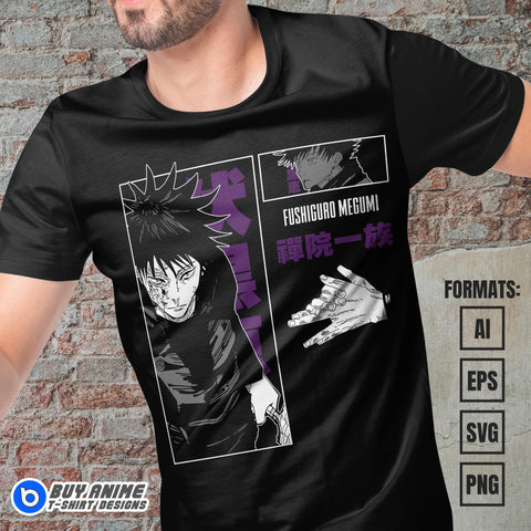 Megumi Jujutsu Kaisen Vector T-shirt Design Template #2