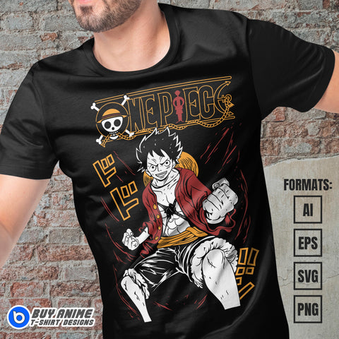 Luffy One Piece Anime Vector T-shirt Design Template #4