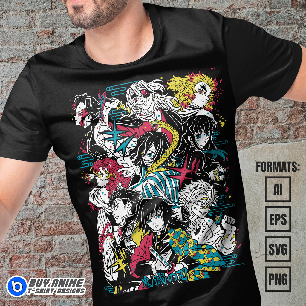 Demon Slayer Anime Vector T-shirt Design Template