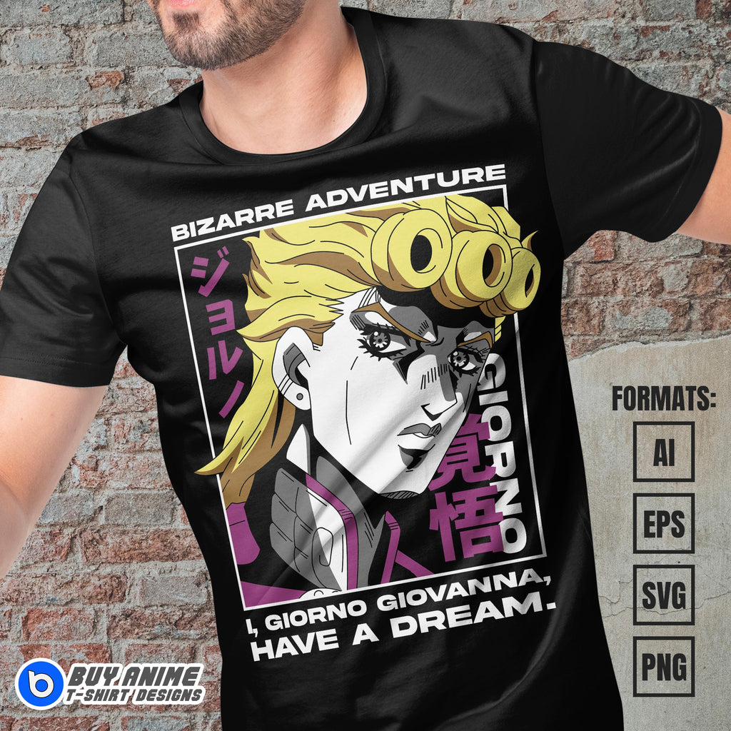 Giorno Jojo's Bizarre Adventure Vector T-shirt Design Template