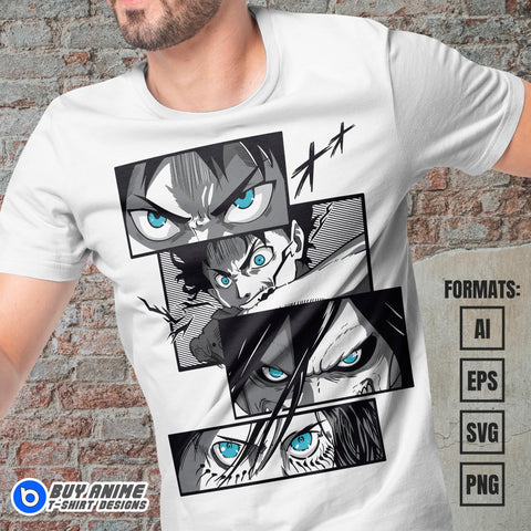 Eren Attack On Titan Vector T-shirt Design Template