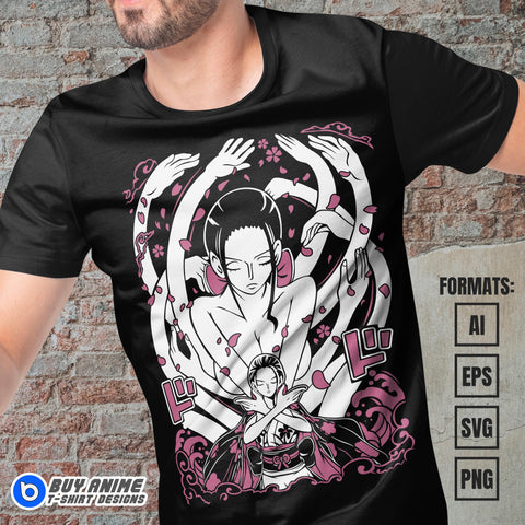 Nico Robin One Piece Anime Vector T-shirt Design Template