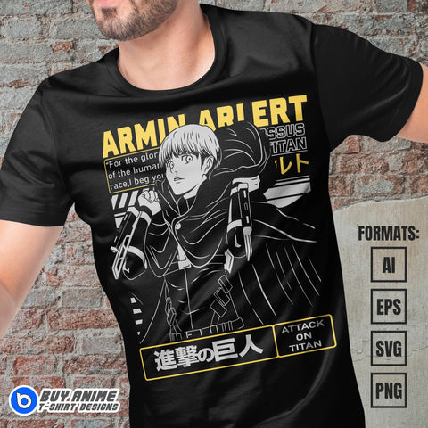 Premium Armin Attack On Titan Anime Vector T-shirt Design Template #3