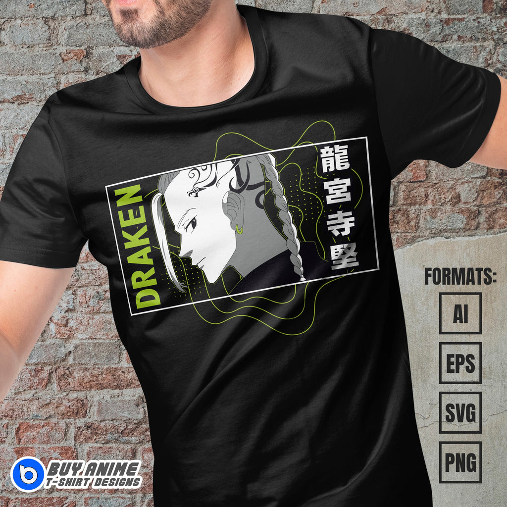 Draken Tokyo Revengers Anime Vector T-shirt Design Template