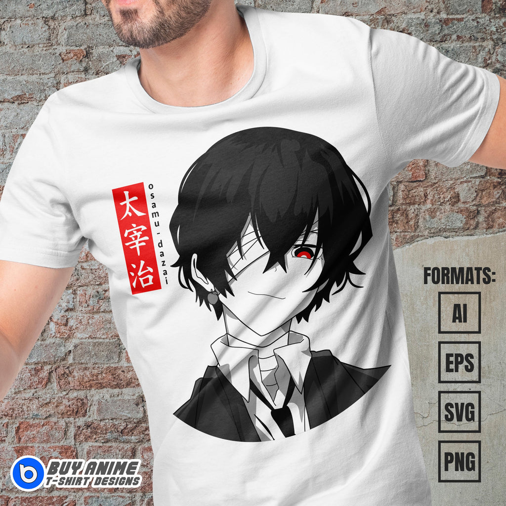 Osamu Dazai Bungo Stray Dogs Anime Vector T-shirt Design Template #2