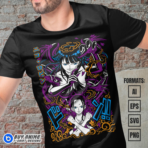 Nico Robin One Piece Anime Vector T-shirt Design Template #2