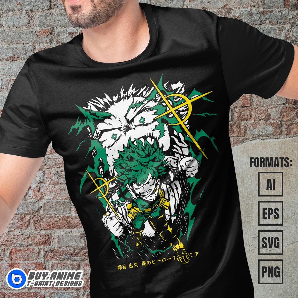 Deku My Hero Academia Anime Vector T-shirt Design Template