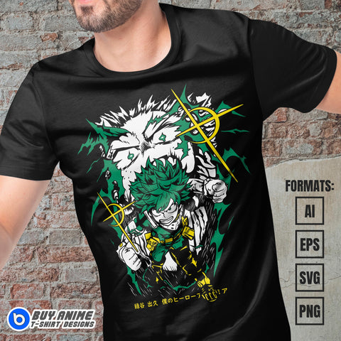 Deku My Hero Academia Anime Vector T-shirt Design Template