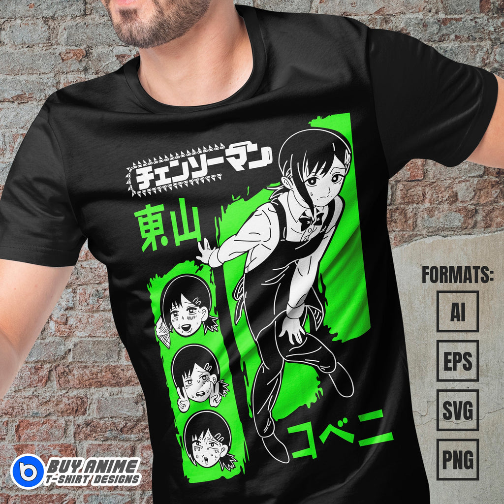 Kobeni Chainsaw Man Anime Vector T-shirt Design Template