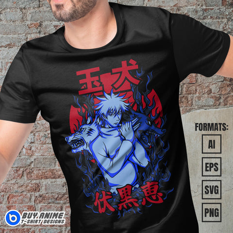 Megumi Jujutsu Kaisen Vector T-shirt Design Template