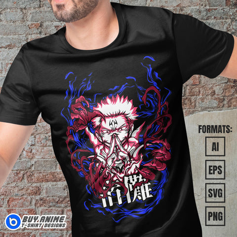 Sukuna Jujutsu Kaisen Anime Vector T-shirt Design Template #3