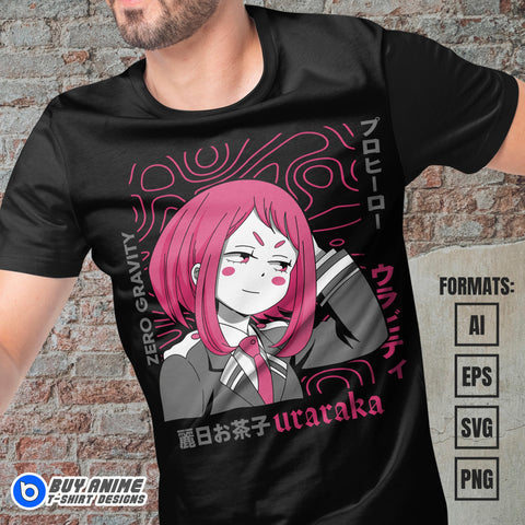 Ochaco Uraraka My Hero Academia Anime Vector T-shirt Design Template