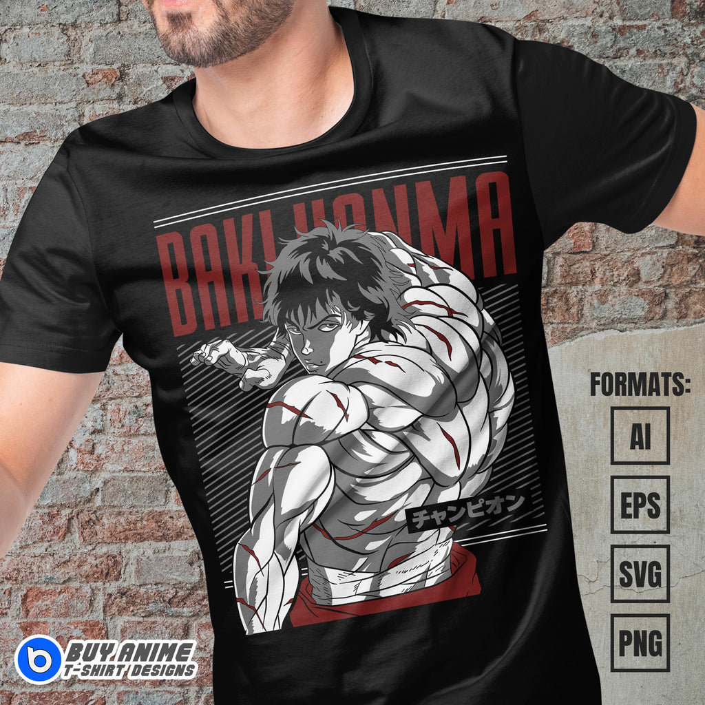 Baki Anime Vector T-shirt Design Template #2