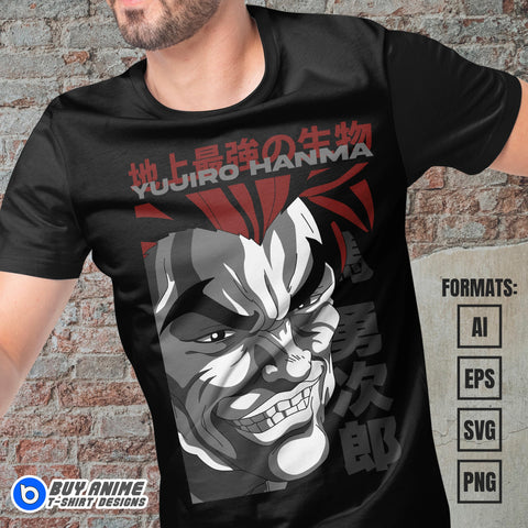 Yujiro Hanma Baki Anime Vector T-shirt Design Template #2