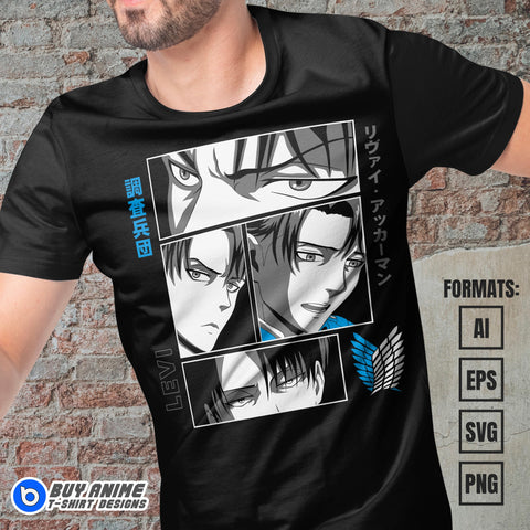 Levi Ackerman Attack on Titan Anime Vector T-shirt Design Template