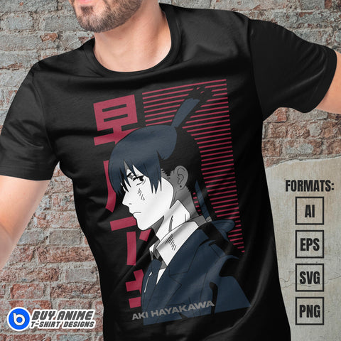 Aki Chainsaw Man Anime Vector T-shirt Design Template #3