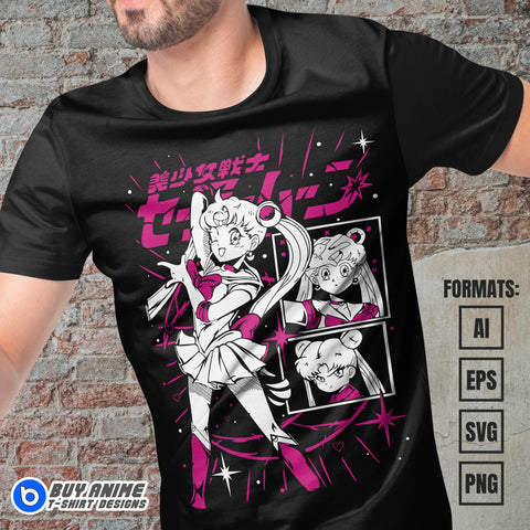 Sailor Moon Anime Vector T-shirt Design Template