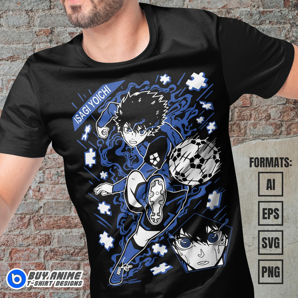 Blue Lock Anime Vector T-shirt Design Template