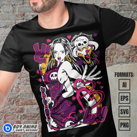 Boa Hancock One Piece Anime Vector T-shirt Design Template #2