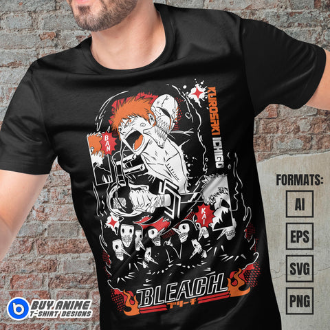 Ichigo Kurosaki Bleach Anime Vector T-shirt Design Template