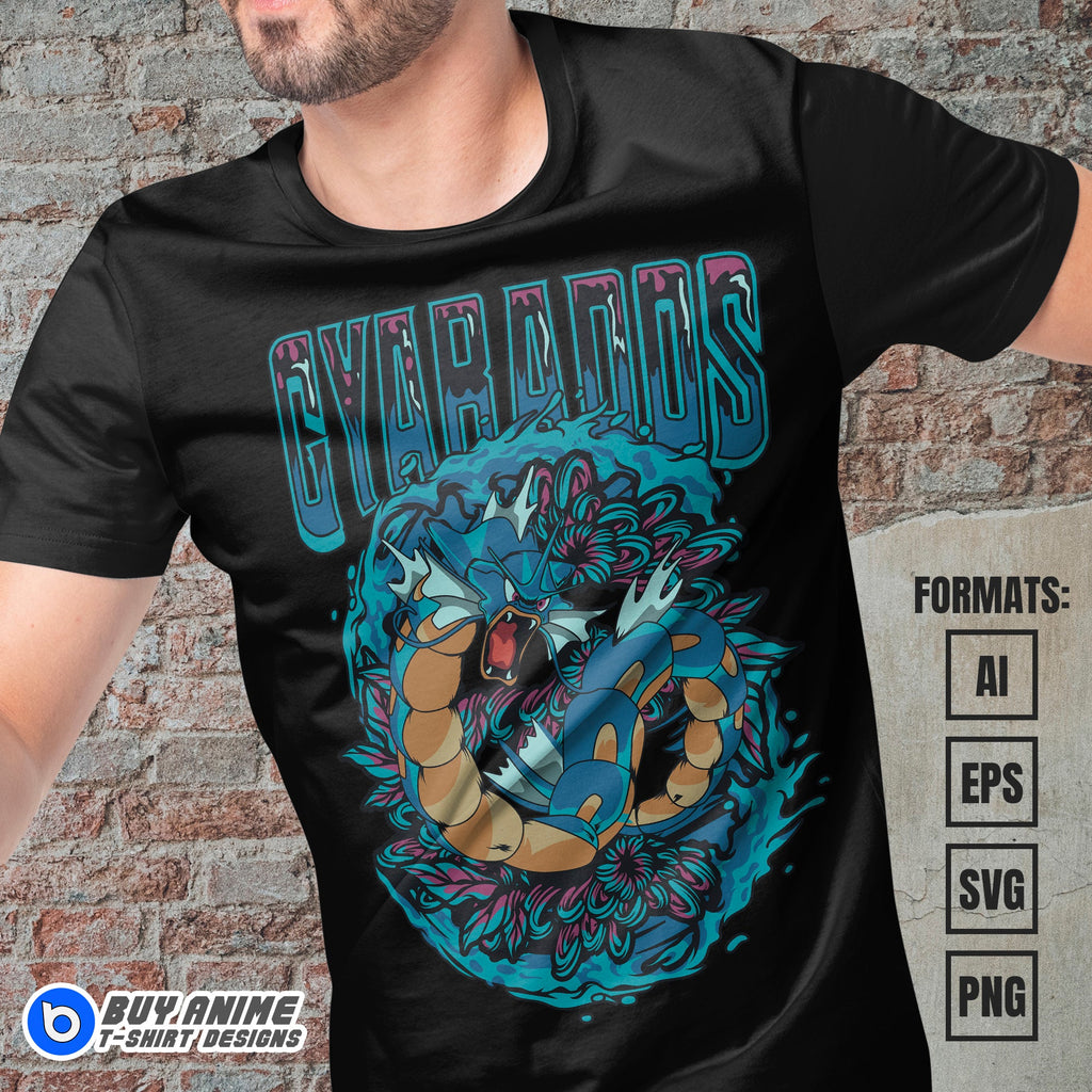 Gyarados Pokemon Anime Vector T-shirt Design Template