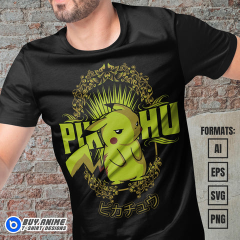 Pikachu Pokemon Anime Vector T-shirt Design Template