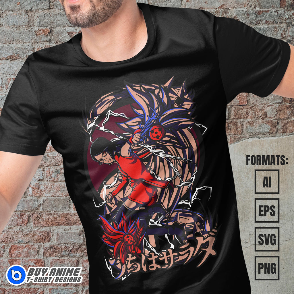 Sarada Uchiha Boruto Anime Vector T-shirt Design Template