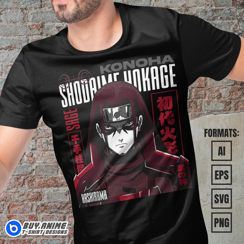 Hashirama Senju Naruto Anime Vector T-shirt Design Template