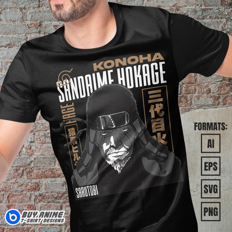 Hiruzen Sarutobi Naruto Anime Vector T-shirt Design Template