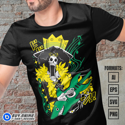 Brook One Piece Anime Vector T-shirt Design Template