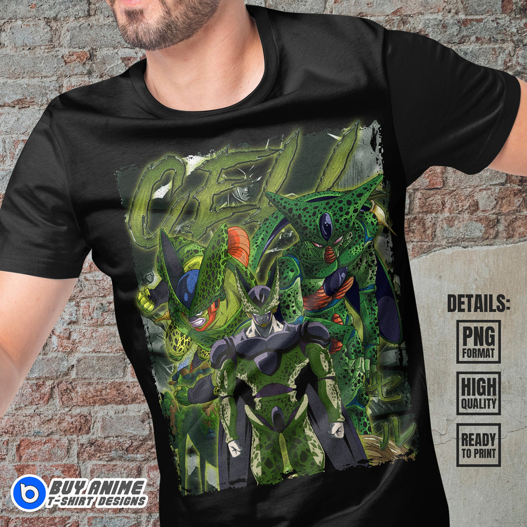 Cell Dragon Ball Anime Bootleg T-shirt Design