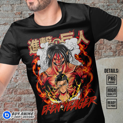 Eren Yeager Attack On Titan Anime Bootleg T-shirt Design