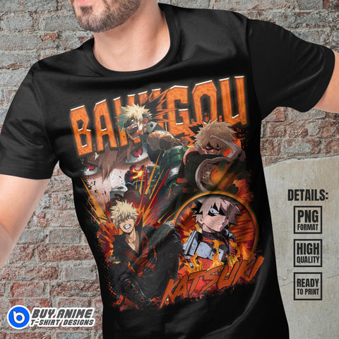 Katsuki Bakugou My Hero Academia Anime Bootleg T-shirt Design