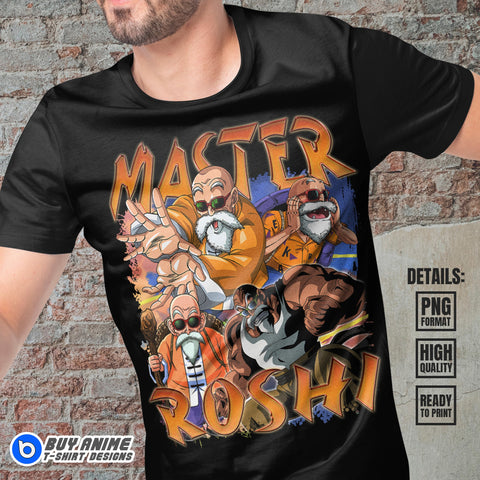 Master Roshi Dragon Ball Anime Bootleg T-shirt Design