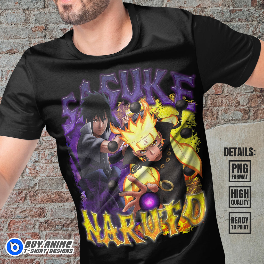 Naruto x Sasuke Anime Bootleg T-shirt Design