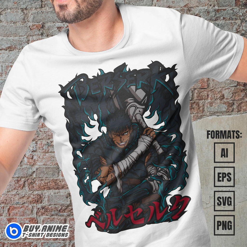 Premium Berserk Anime Vector T-shirt Design Template #9