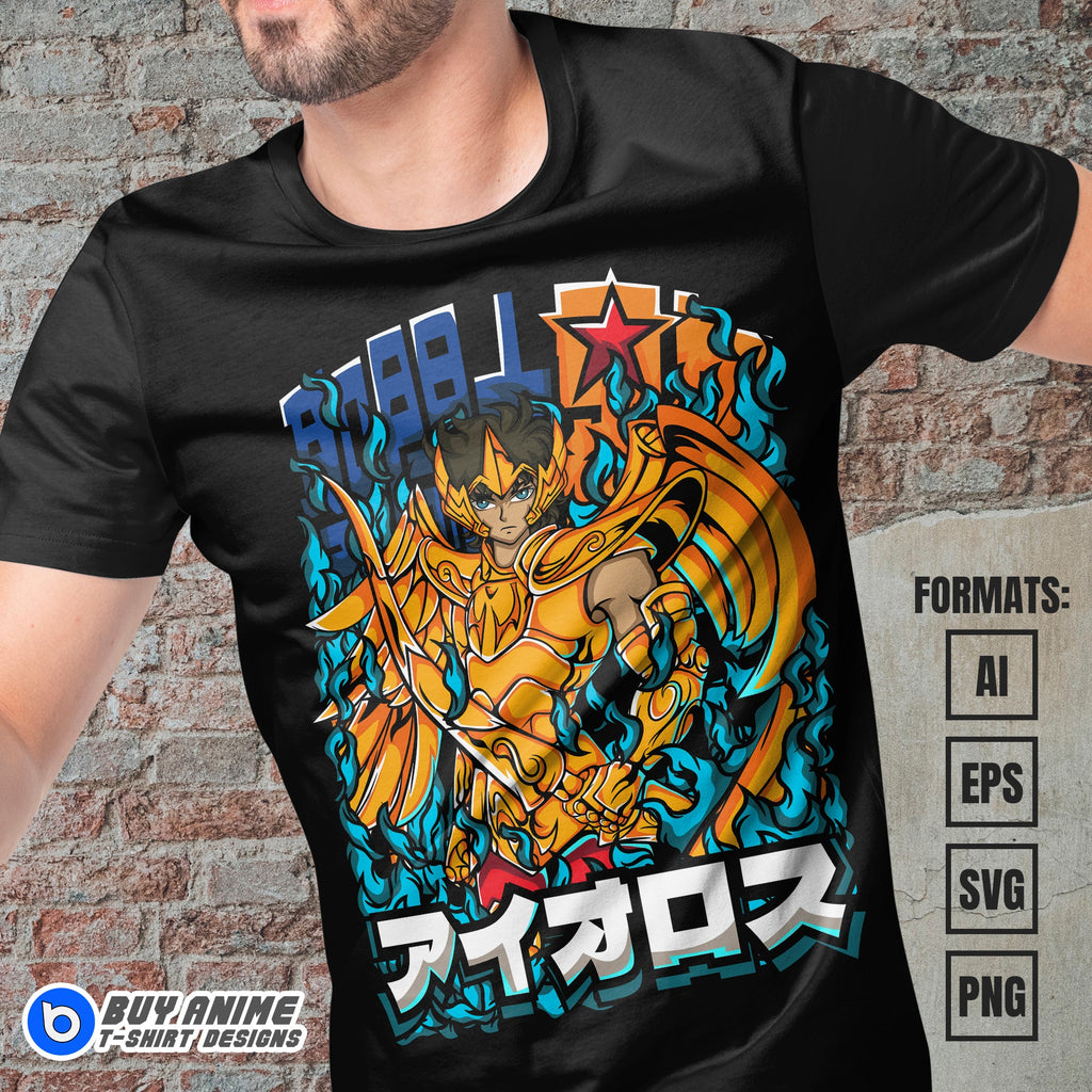 Premium Sagittarius Aiolos Saint Seiya Anime Vector T-shirt Design Template