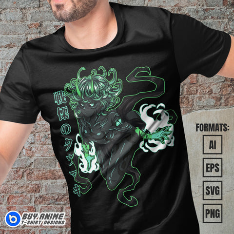 Premium Tatsumaki Monster One Punch Man Anime Vector T-shirt Design Template