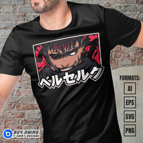 Premium Berserk Anime Vector T-shirt Design Template #10