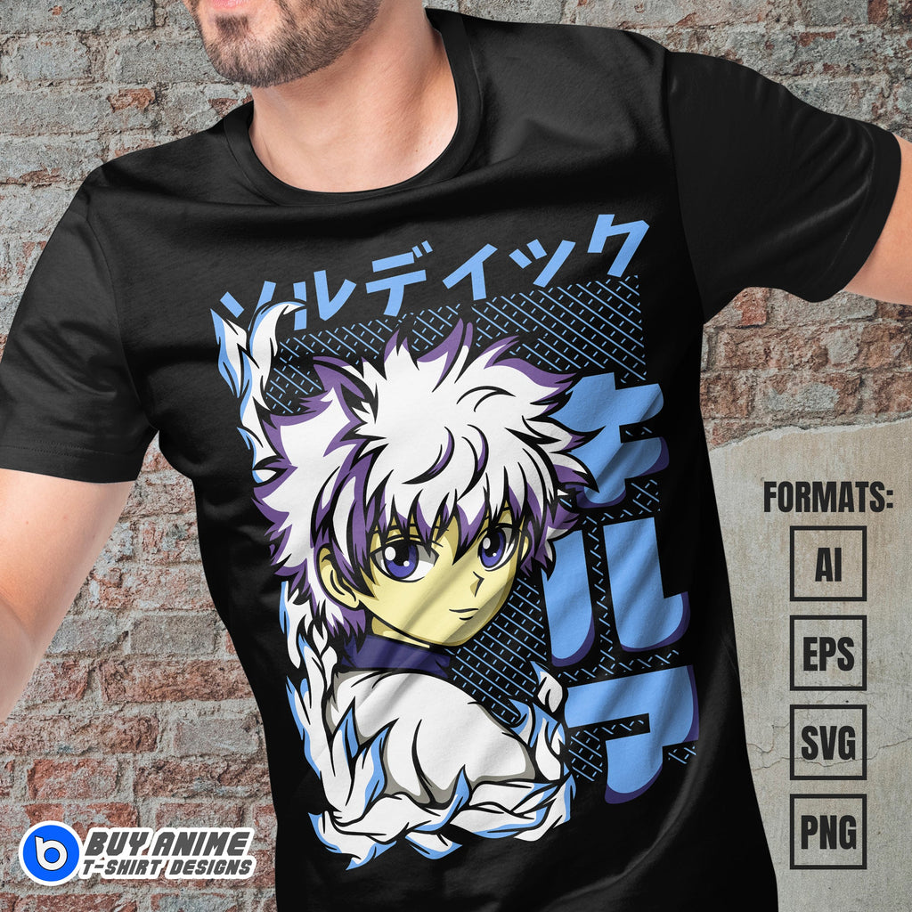 Premium Killua Hunter x Hunter Anime Vector T-shirt Design Template #7