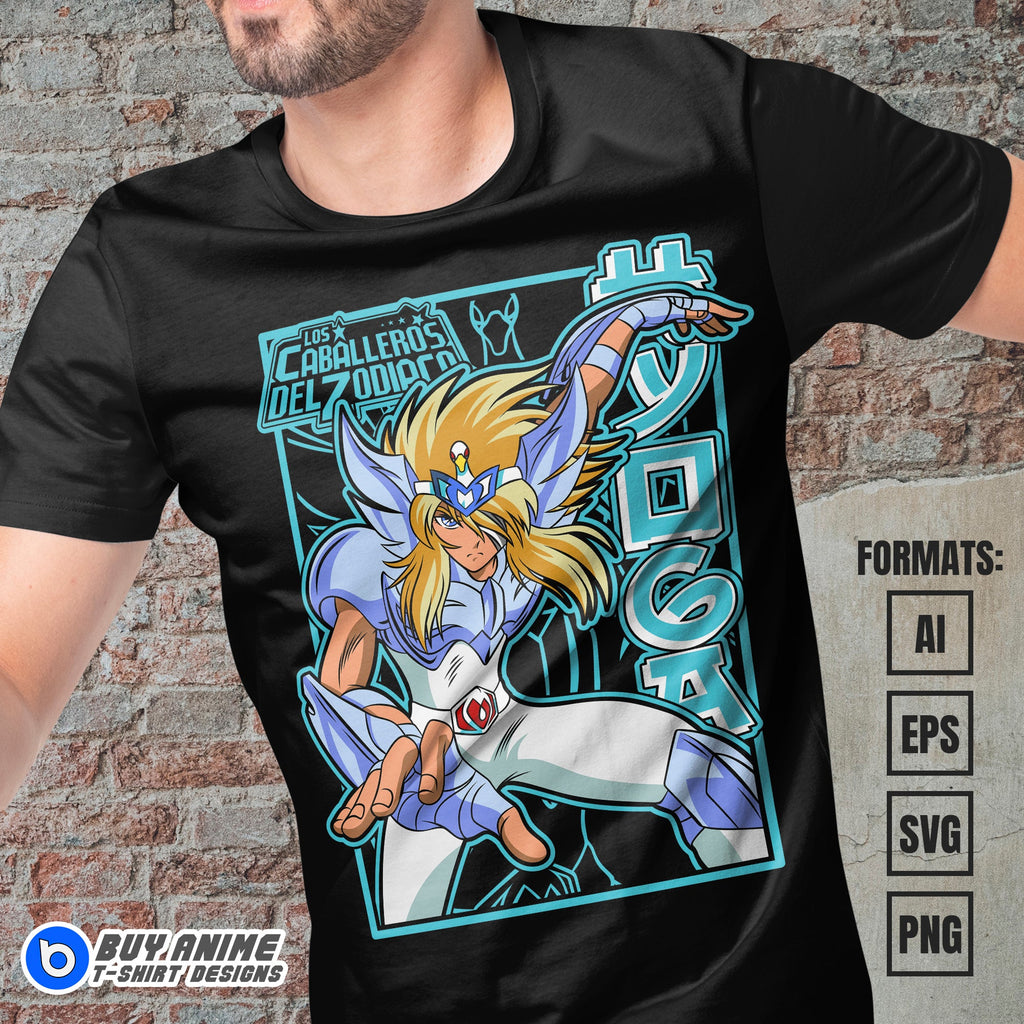 Premium Hyoga Saint Seiya Anime Vector T-shirt Design Template #2