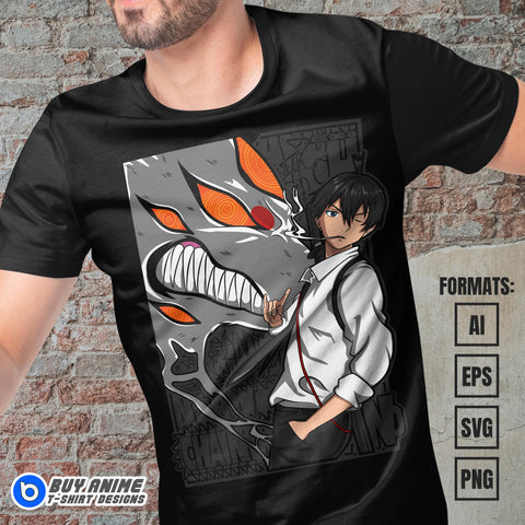 Premium Aki Hayakawa Chainsaw Man Anime Vector T-shirt Design Template #2