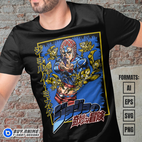 Premium Guido Jojos Bizarre Adventure Anime Vector T-shirt Design Template