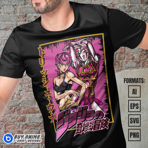 Premium Trish Jojos Bizarre Adventure Anime Vector T-shirt Design Template