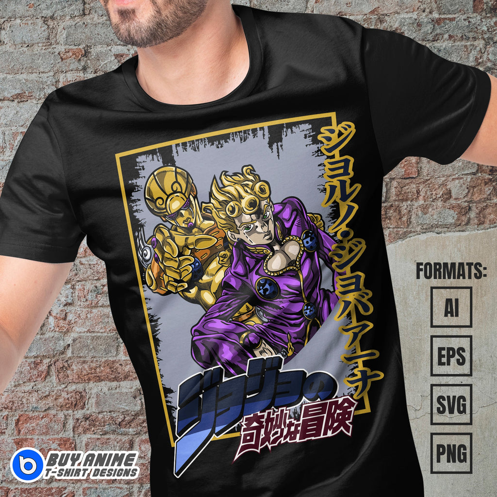 Premium Giorno Jojos Bizarre Adventure Anime Vector T-shirt Design Template