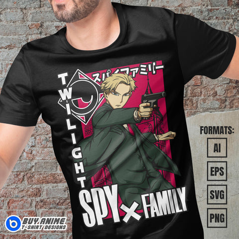 Premium Loid Forger Spy x Family Anime Vector T-shirt Design Template